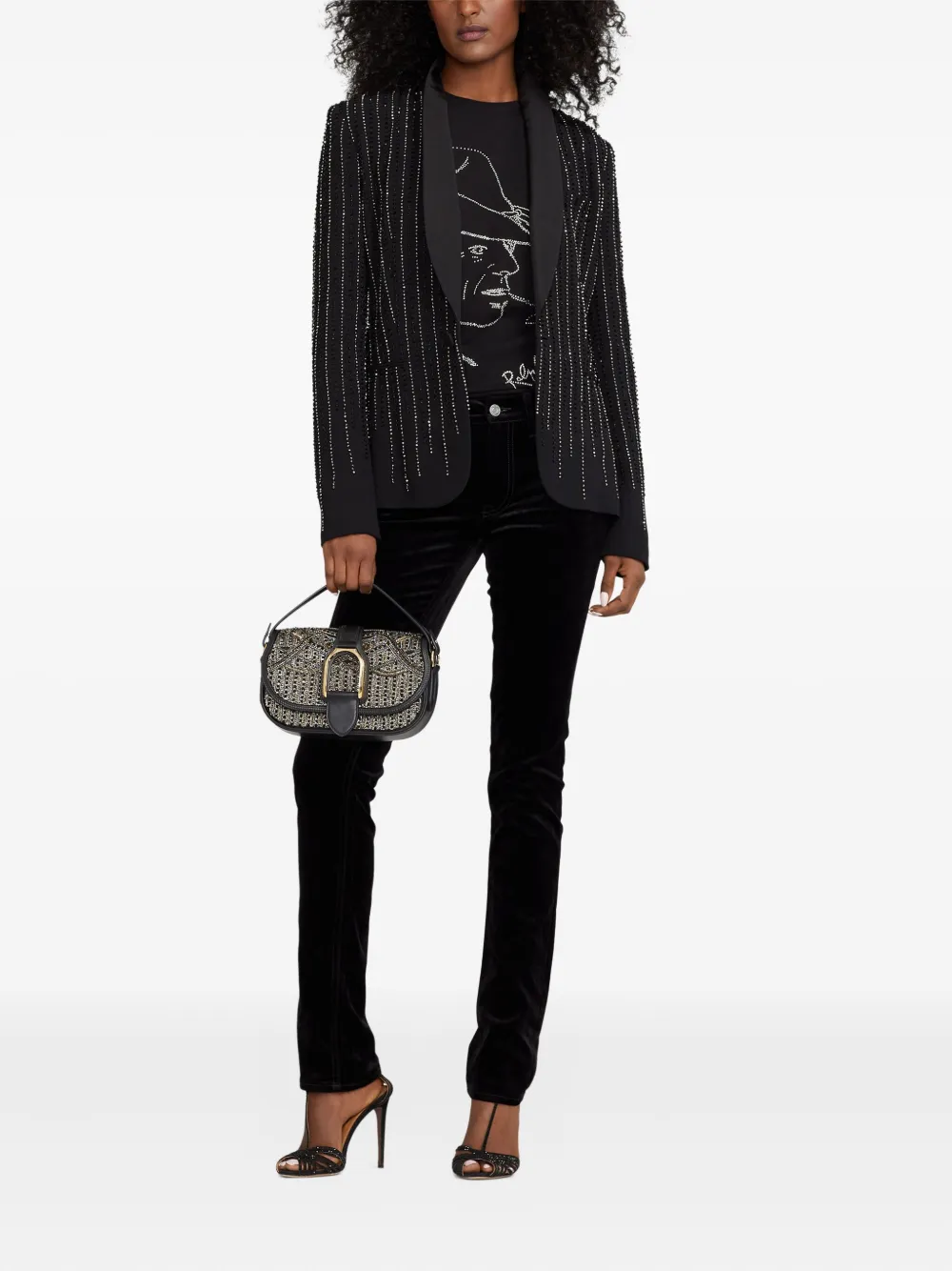 Ralph Lauren Donoghue Sequined Single-breasted Blazer In Black
