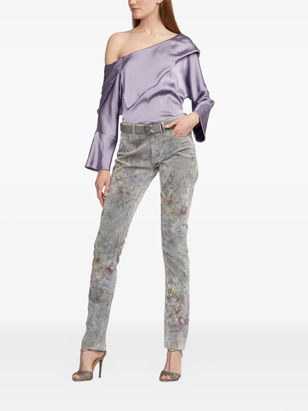 Ralph Lauren Collection one-shoulder bell-sleeve top - Paars