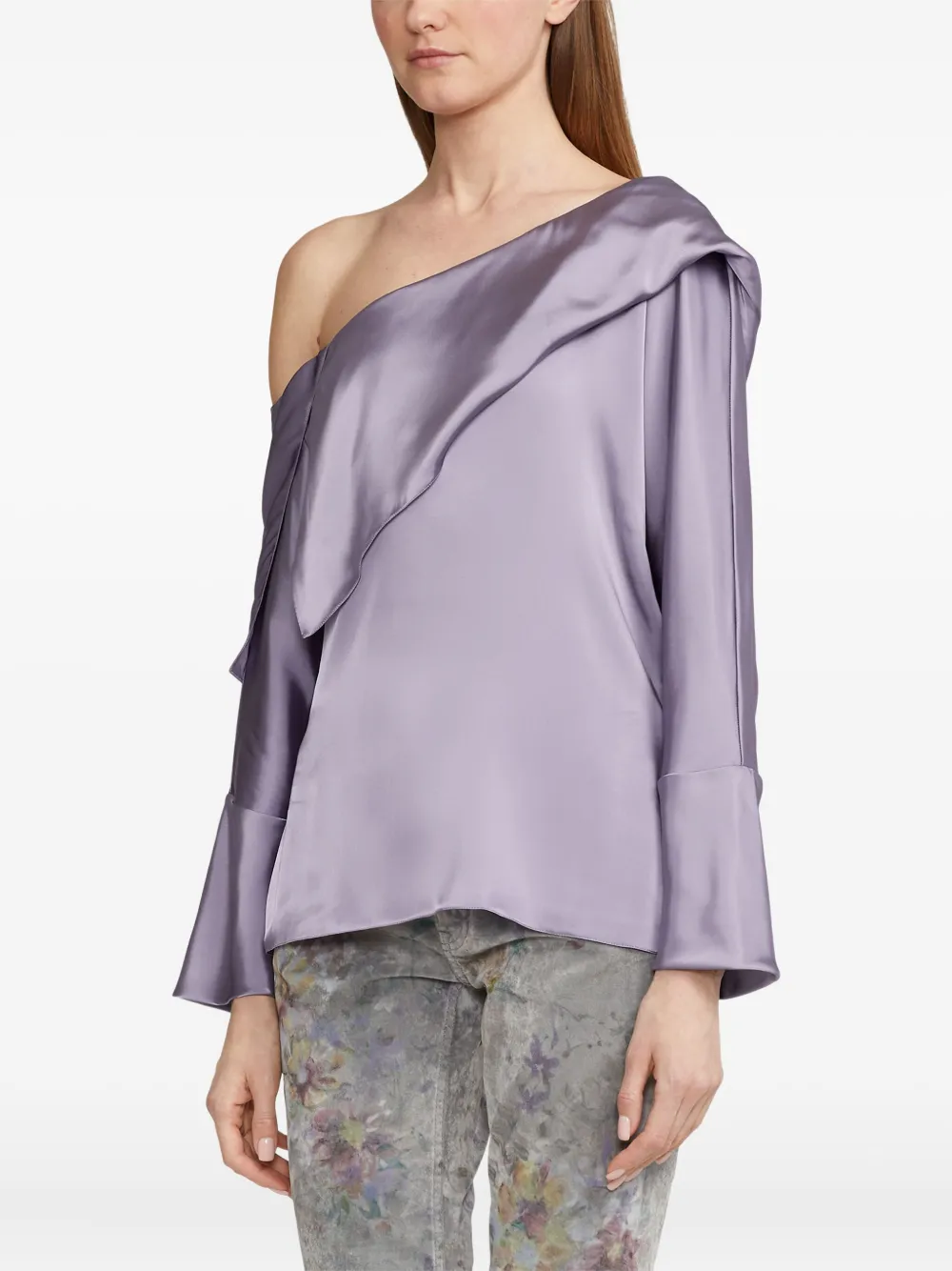 Ralph Lauren Collection Asymmetrische top met klokmouwen Paars