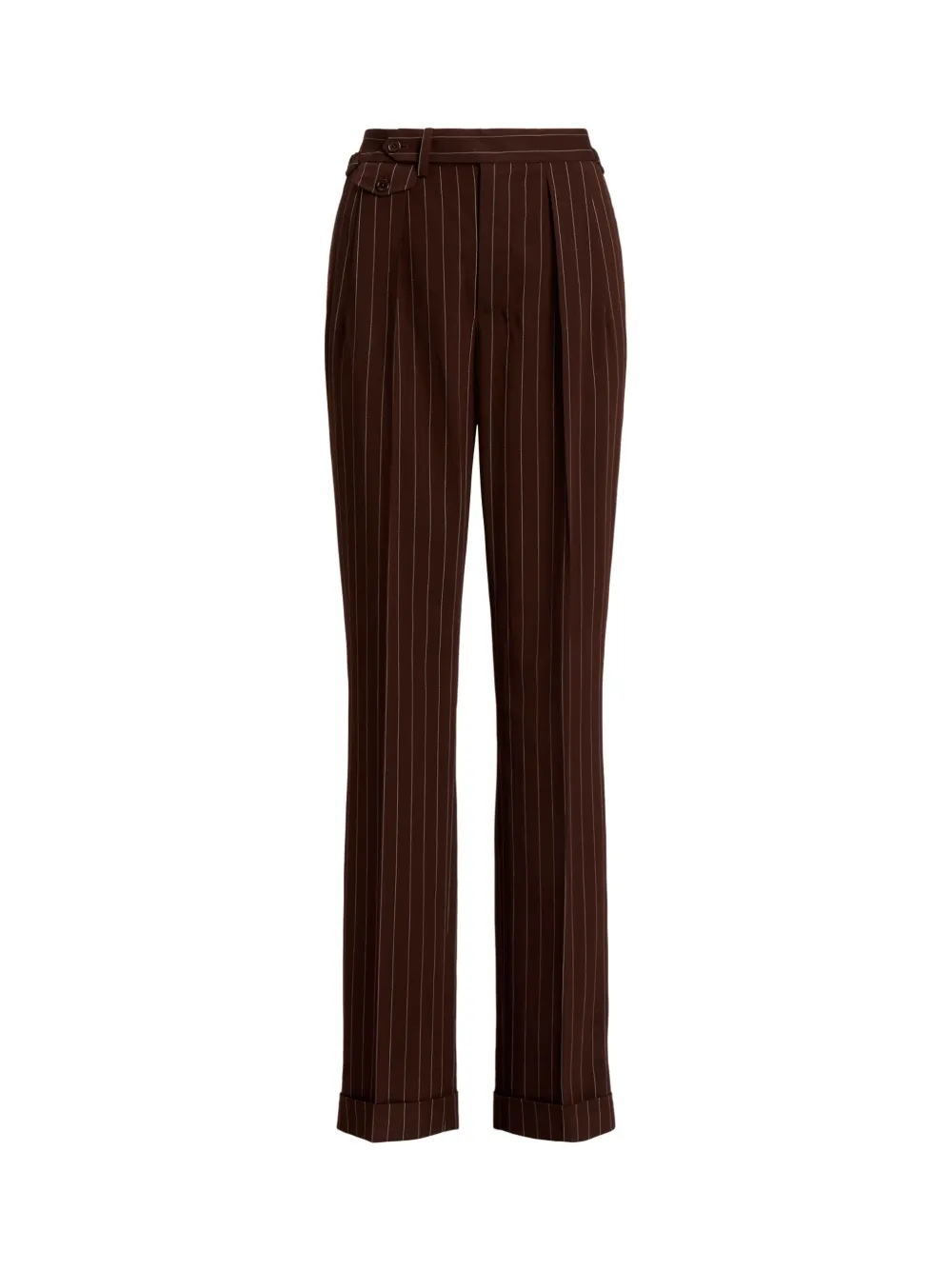 Ralph Lauren Collection pinstripe-pattern buckle-detail trousers - Bruin