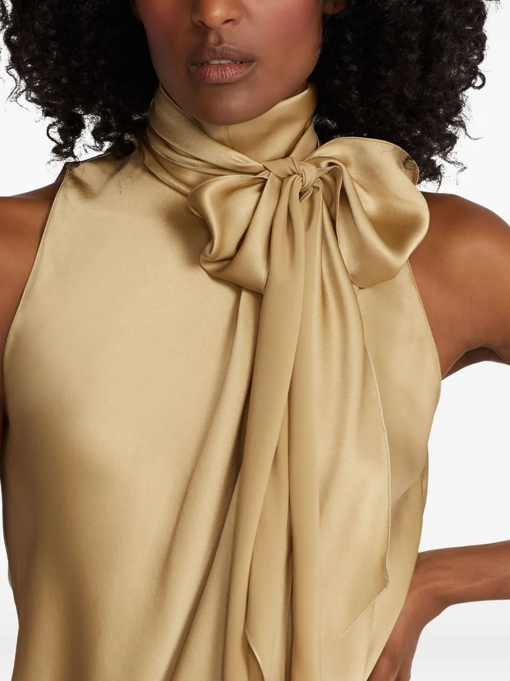 Ralph Lauren Collection Gedrapeerde top met strik Beige