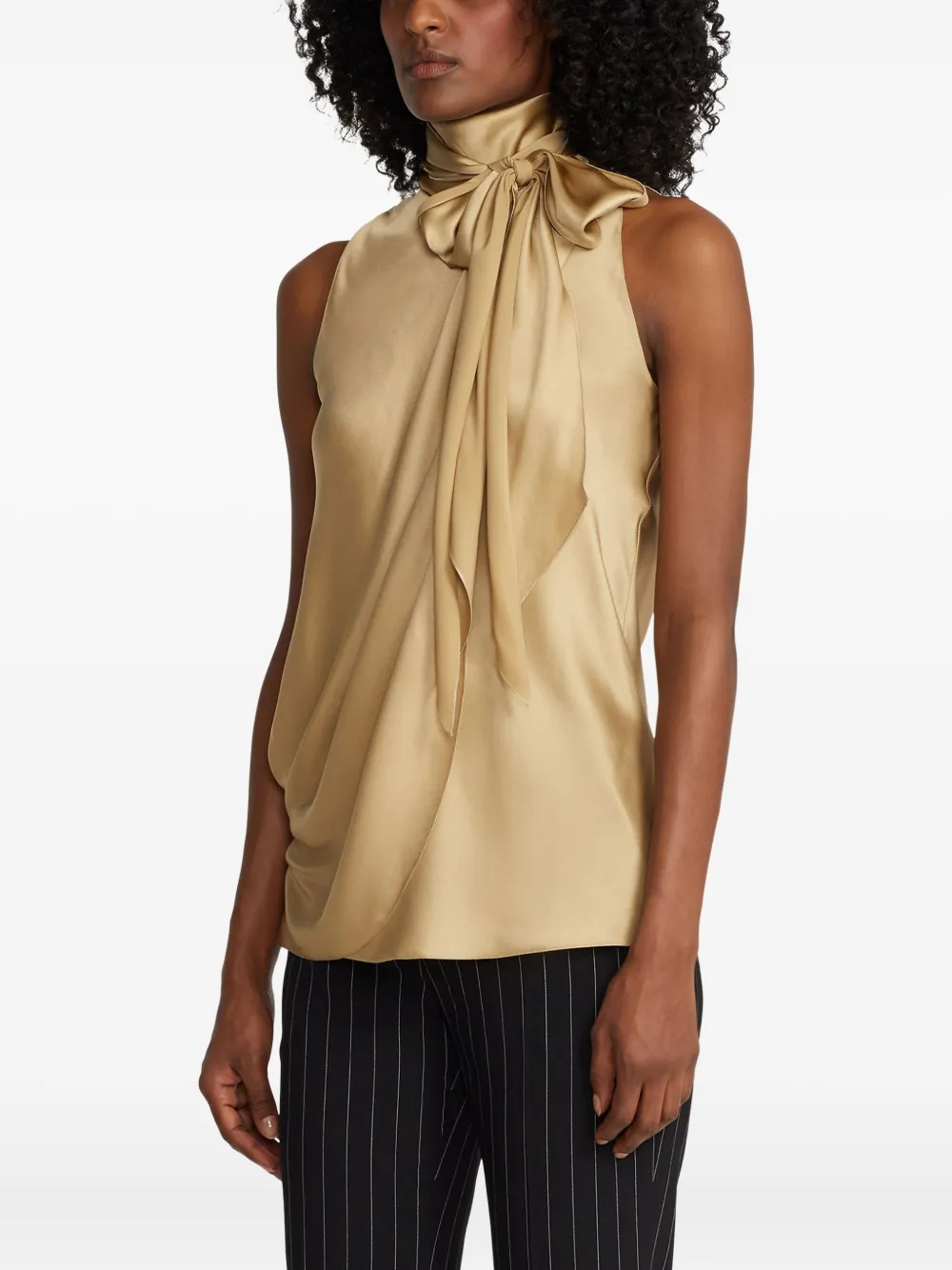 Ralph Lauren Collection Gedrapeerde top met strik Beige