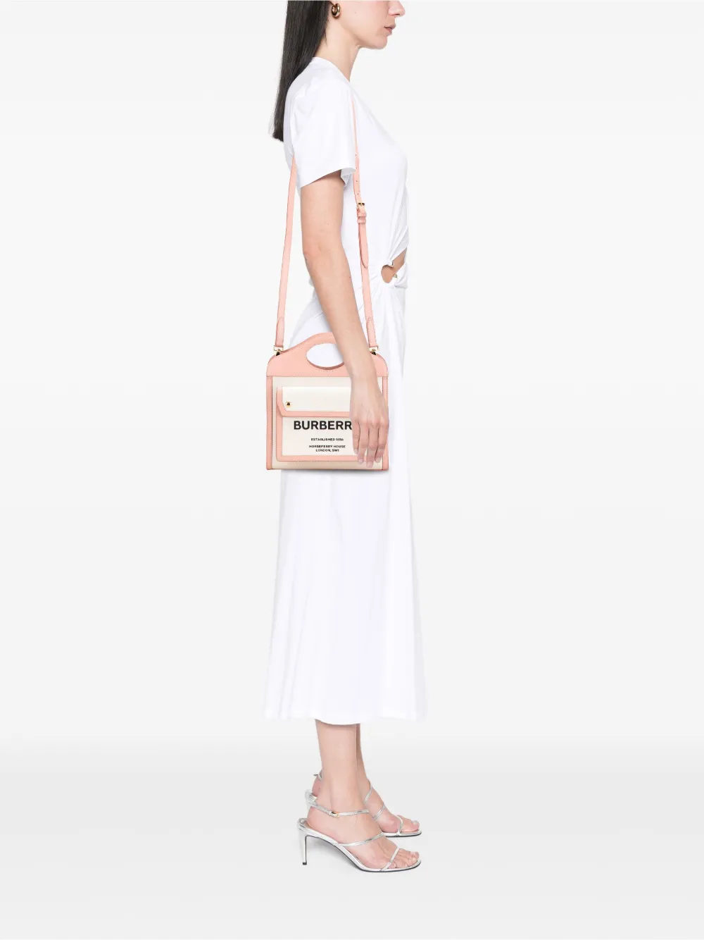 Pre-owned Burberry 2012-2025 Mini Canvas And Leather Pocket Satchel In Brown