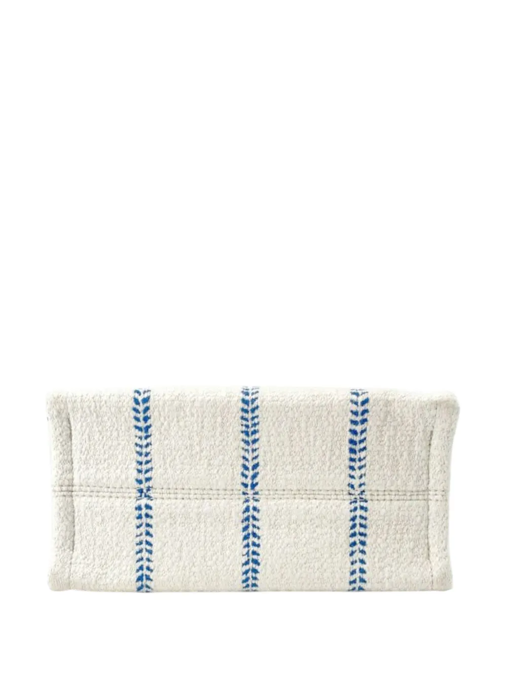 Pre-owned Celine 2018-2025 Small Wool Cuir Triomphe Stripe Cabas Thais Satchel In White