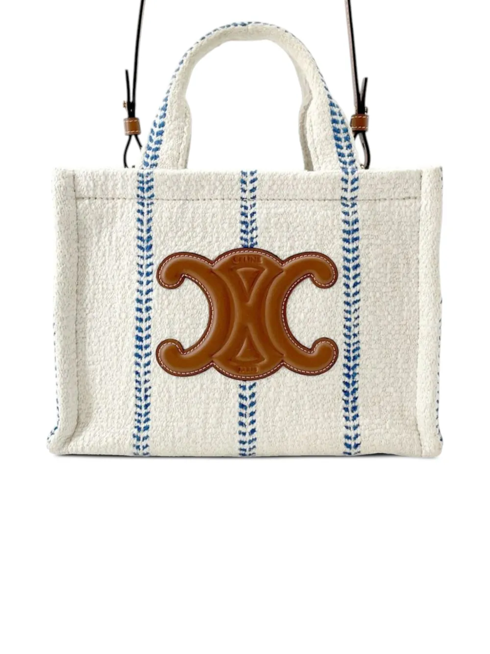 Celine Pre-Owned 2018-2025 スモール ウール キュイル トリオンフ ストライプ カバ タイス サッチェルバッグ - Celine Pre-Owned 2018-2025 スモール ウール キュイル トリオンフ ストライプ カバ タイス サッチェルバッグ -