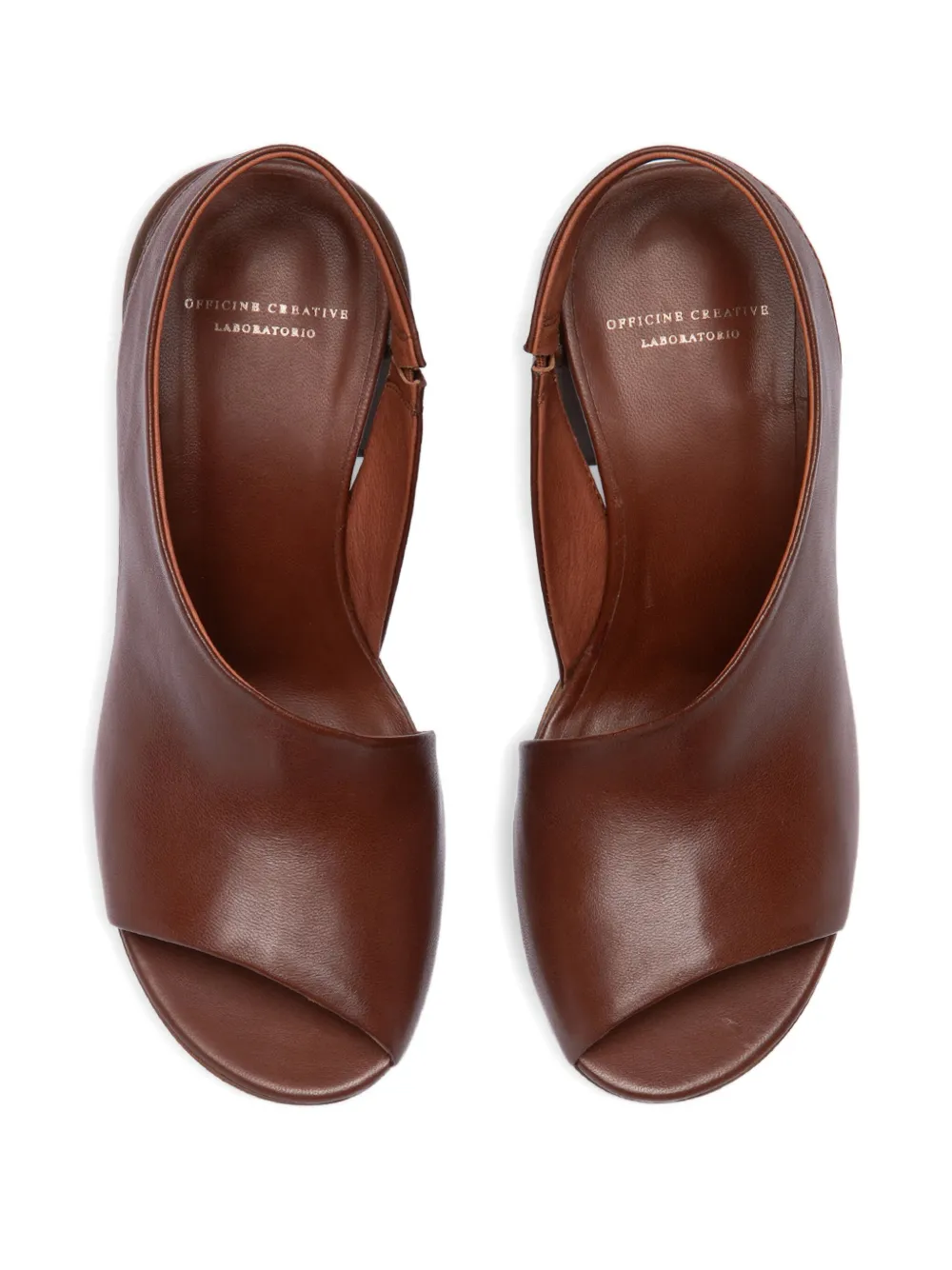 Officine Creative Felicia 005 sandalen met blokhak en open neus Bruin