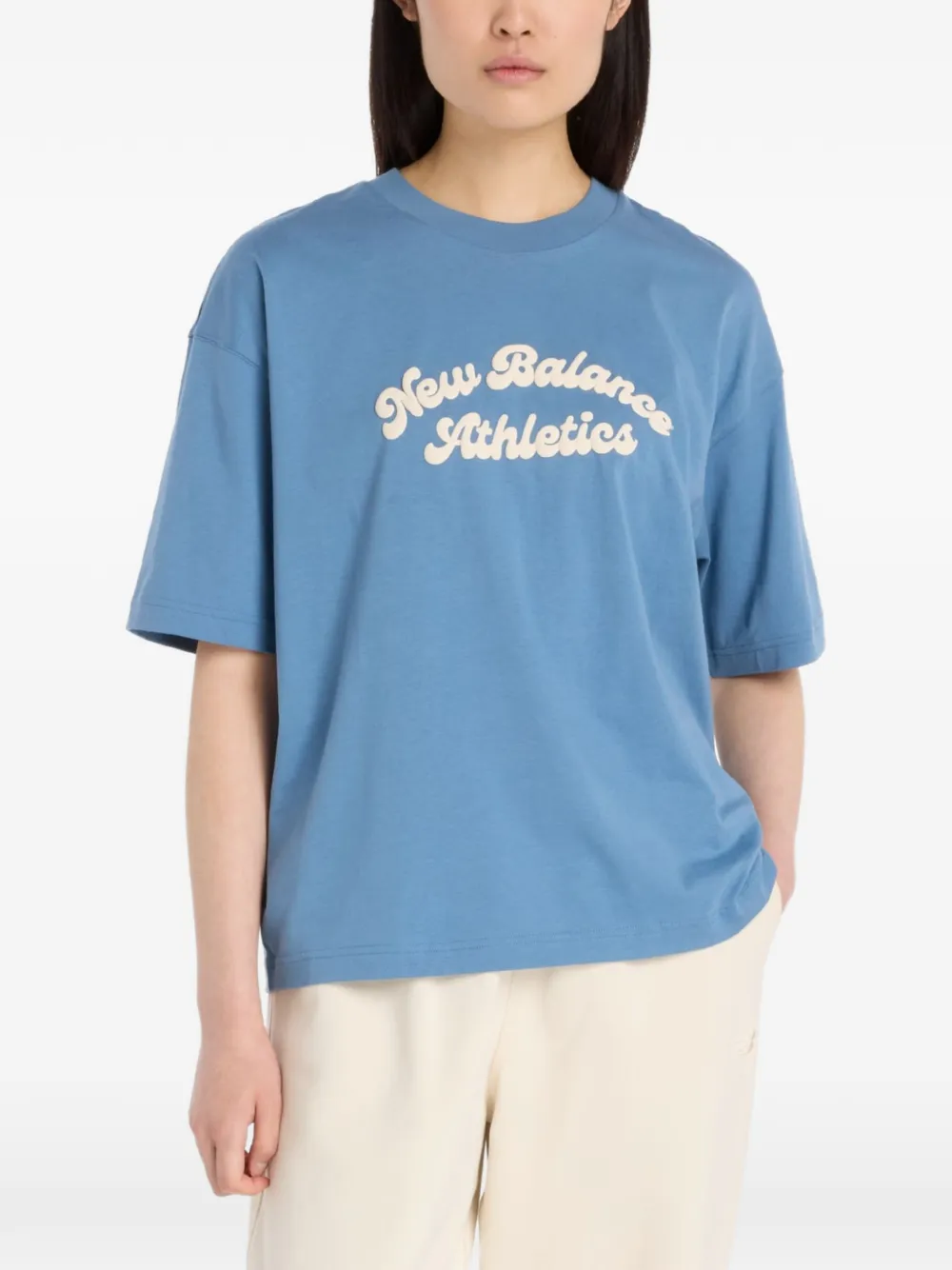 New Balance Linear Heritage logo-print T-shirt - Blu