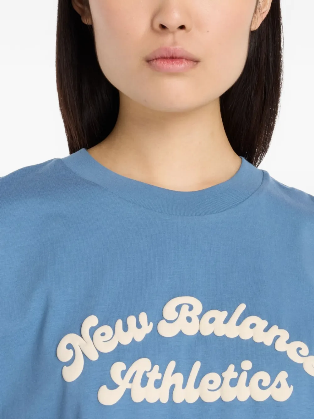 New Balance Linear Heritage T-shirt met logoprint Blauw
