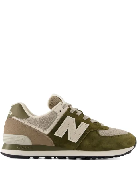 New Balance 574 lace-up suede-panelled sneakers