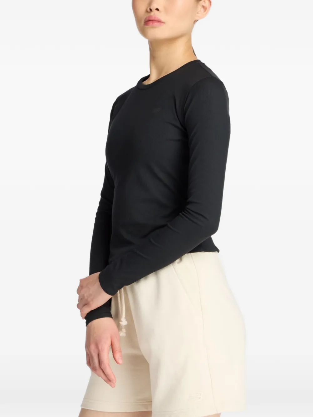 New Balance Ribgebreid T-shirt met lange mouwen Zwart