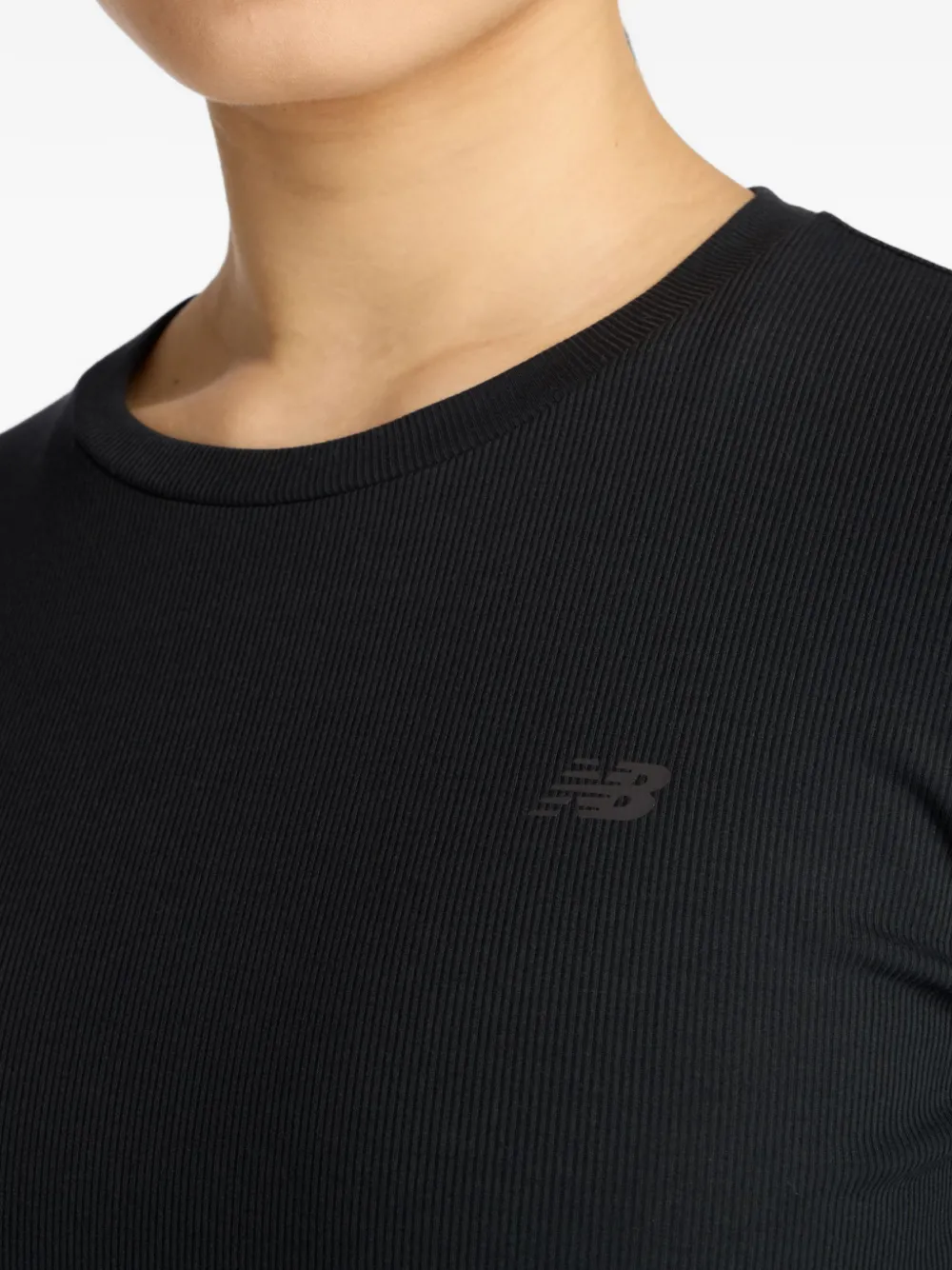 New Balance Ribgebreid T-shirt met lange mouwen Zwart