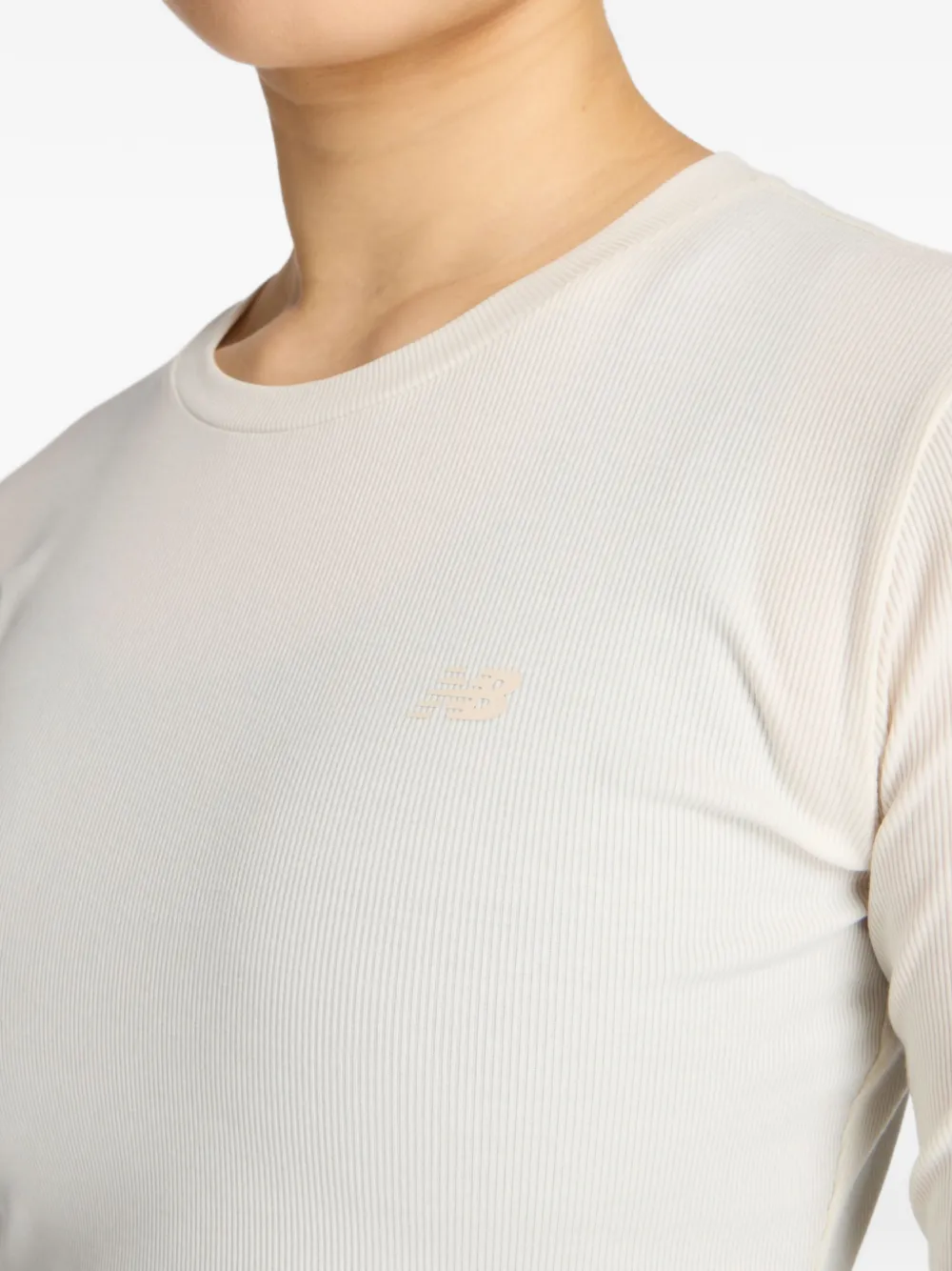 New Balance Ribgebreid T-shirt Beige