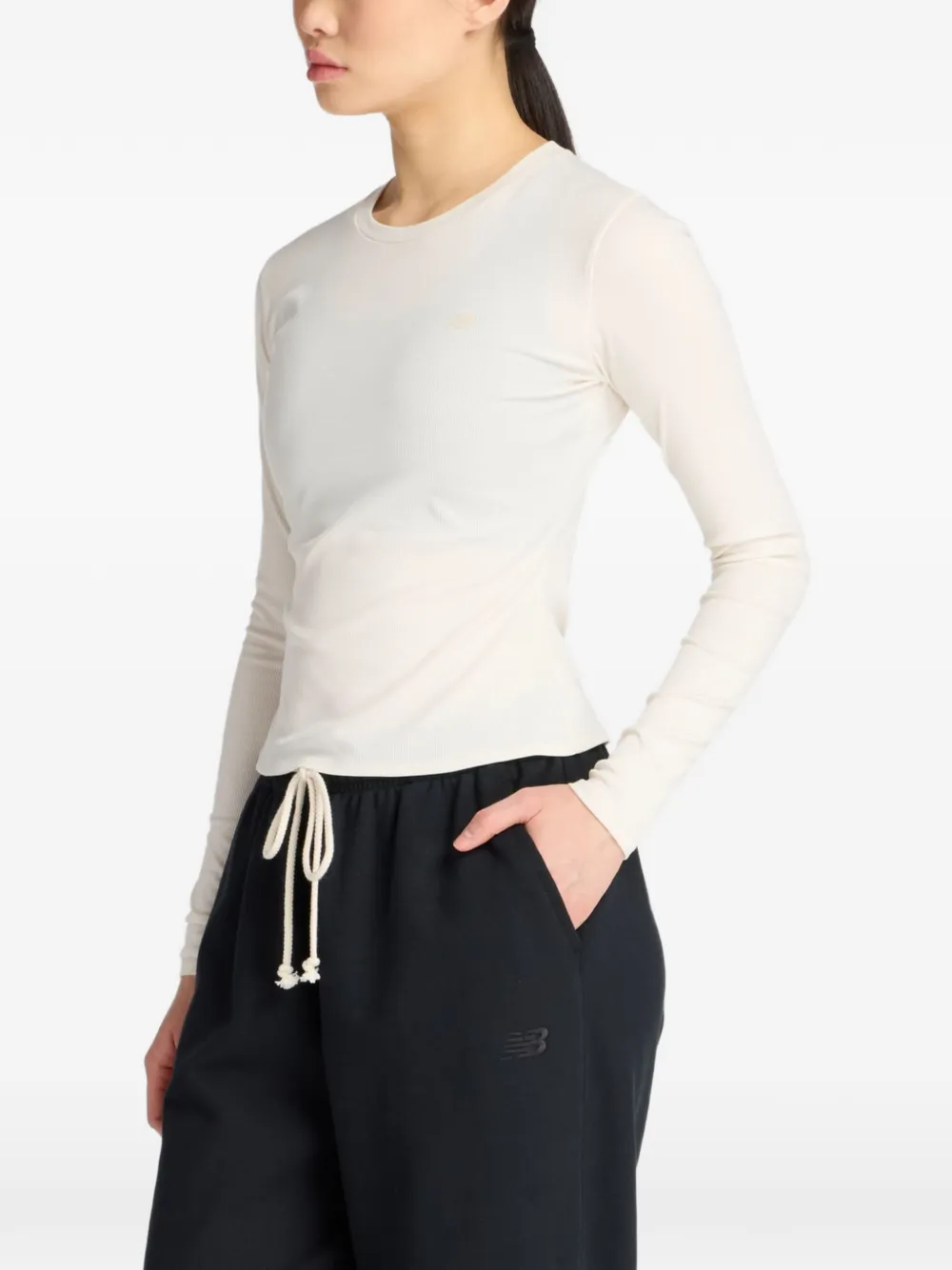 New Balance Ribgebreid T-shirt Beige