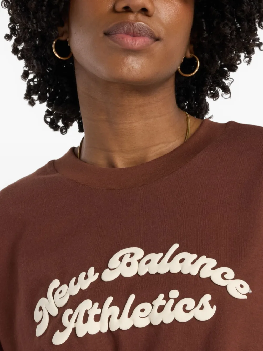 New Balance Linear Heritage T-shirt met logoprint Bruin