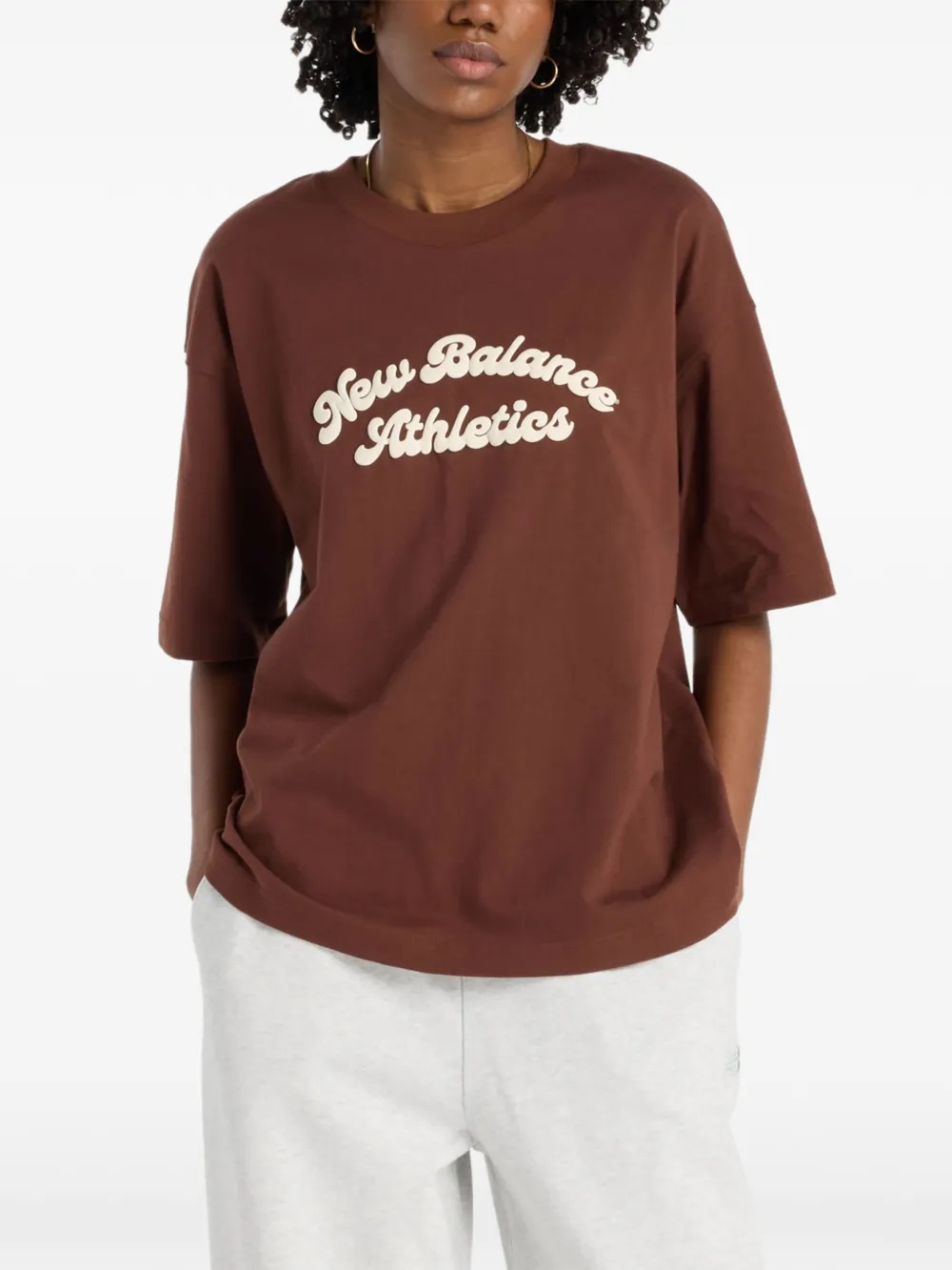 New Balance Linear Heritage logo-print T-shirt - Marrone