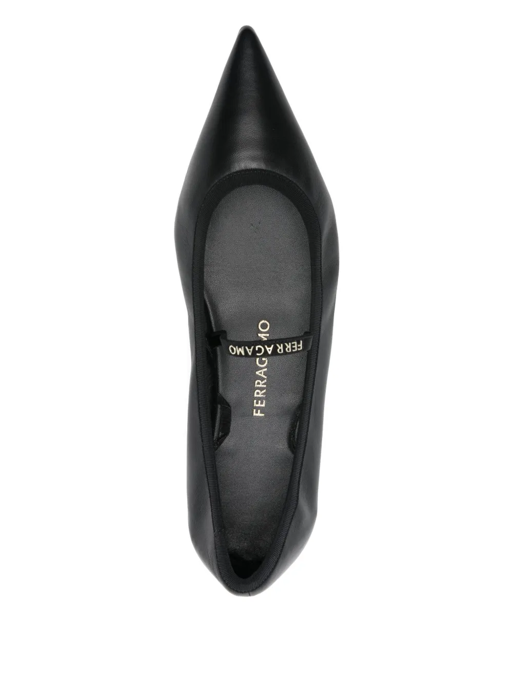 FERRAGAMO Pre-owned Pointed Leather Ballerina Shoes In Black