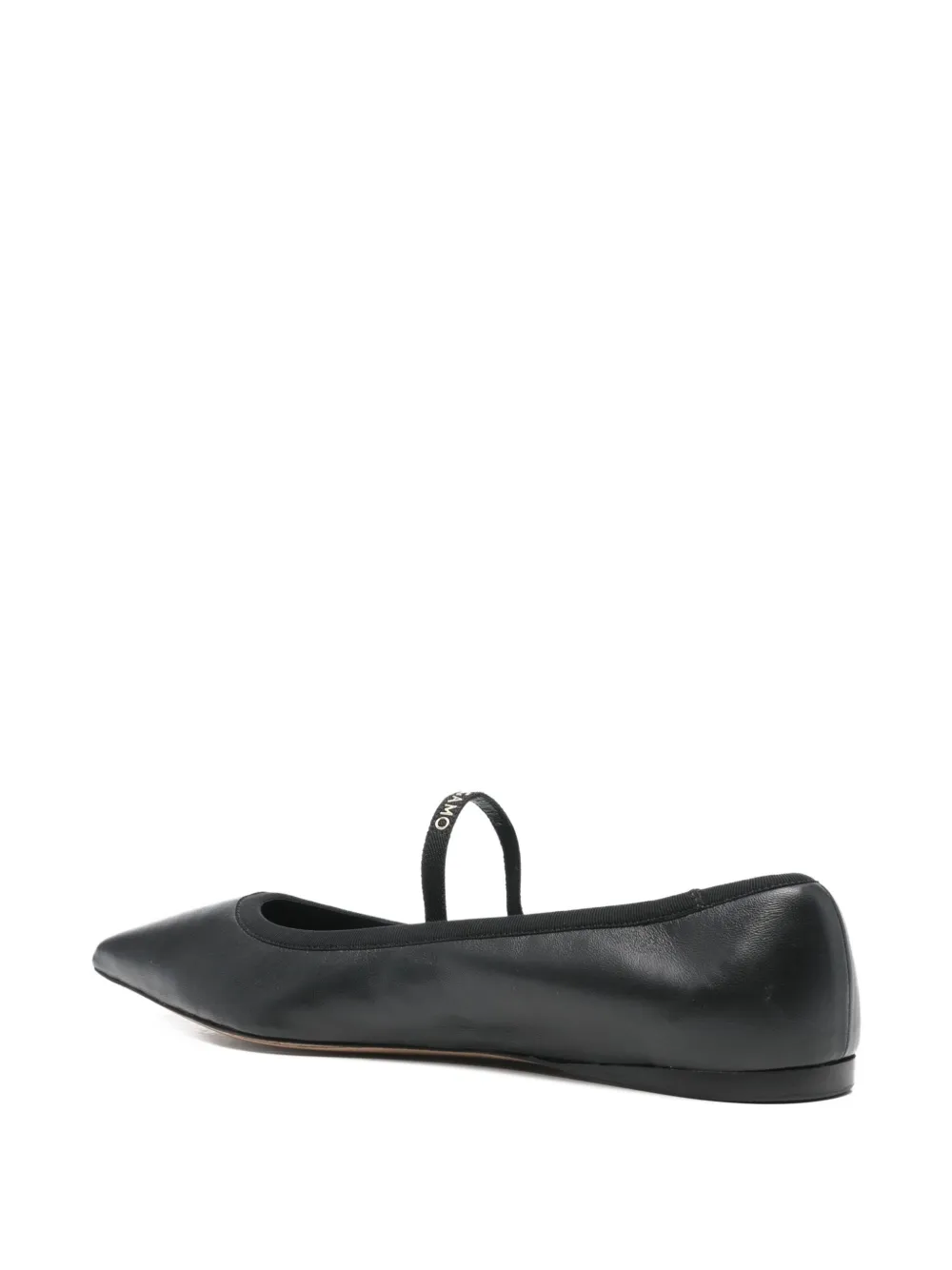 FERRAGAMO Pre-owned Pointed Leather Ballerina Shoes In Black