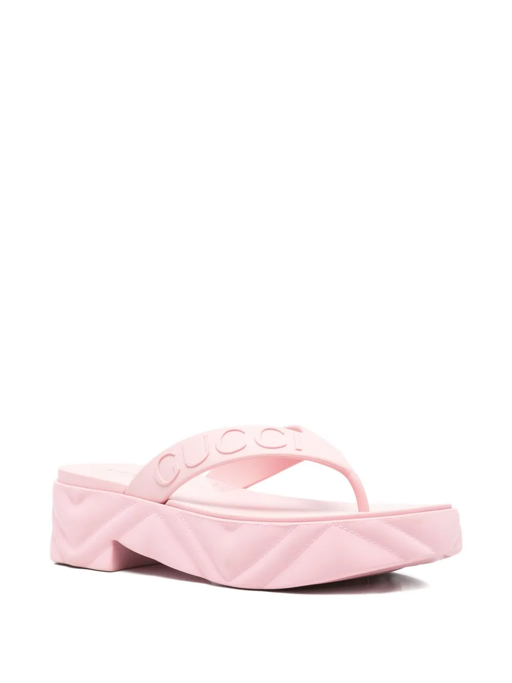 Gucci Pre-Owned 45mm logo-embossed platform flip-flops - Roze