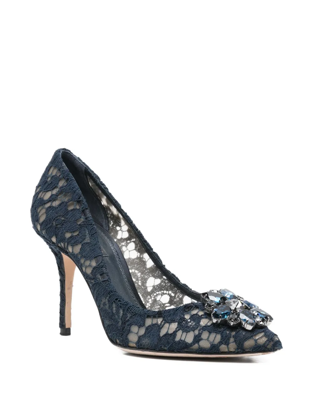 Dolce & Gabbana Pre-Owned lace brooch-detail 95mm pumps - Blauw