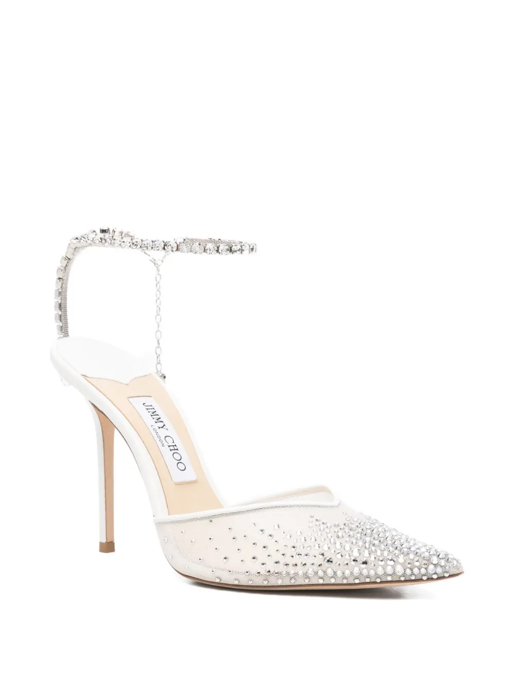 Jimmy Choo Pre-Owned Saeda 105mm crystal-embellished pumps - Wit