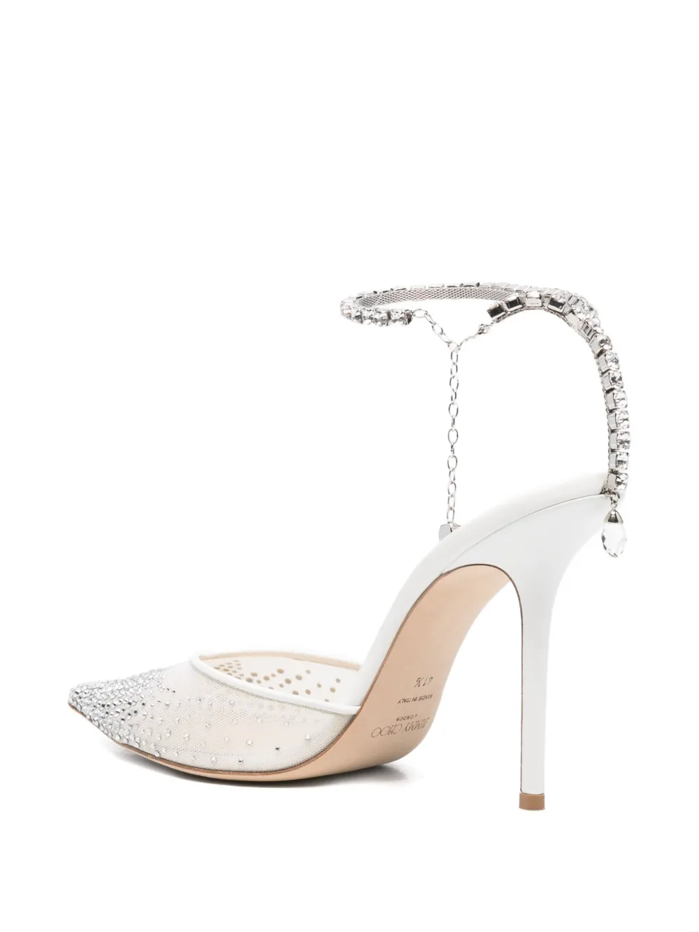 Pre-owned Jimmy Choo Saeda 105mm Crystal-embellished Pumps In White