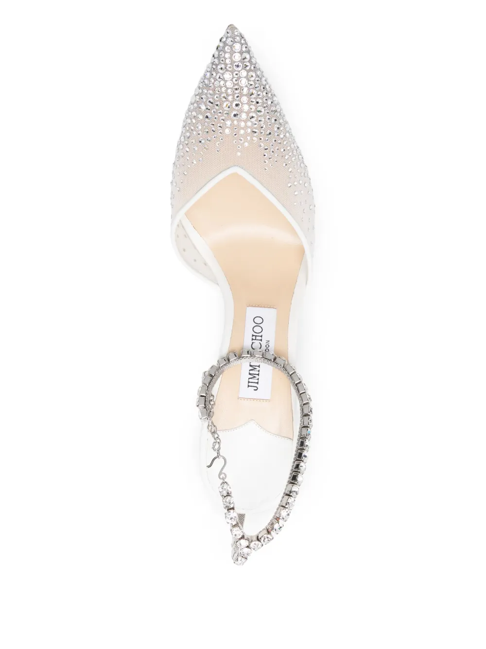 Pre-owned Jimmy Choo Saeda 105mm Crystal-embellished Pumps In White