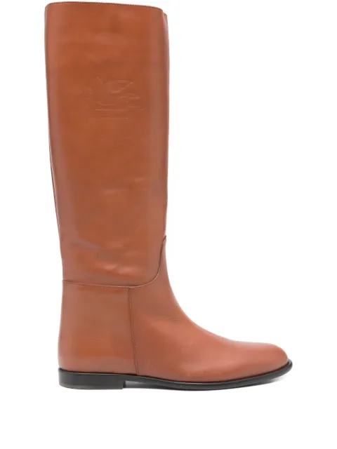 Etro Pre-Owned debossed-logo leather boots