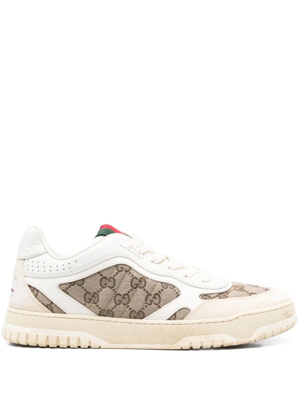 Pre-owned Gucci Panelled Sneakers In White