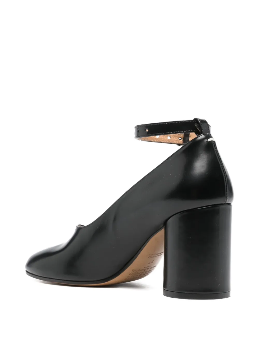 Pre-owned Maison Margiela Mary Jane Tabi Leather Pumps In Black