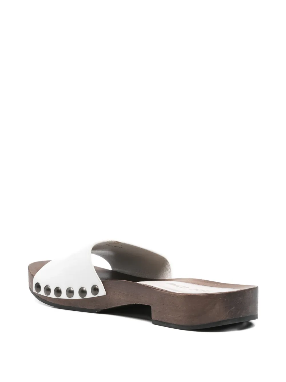 Pre-owned Miu Miu Patent-leather Studded Clogs In White