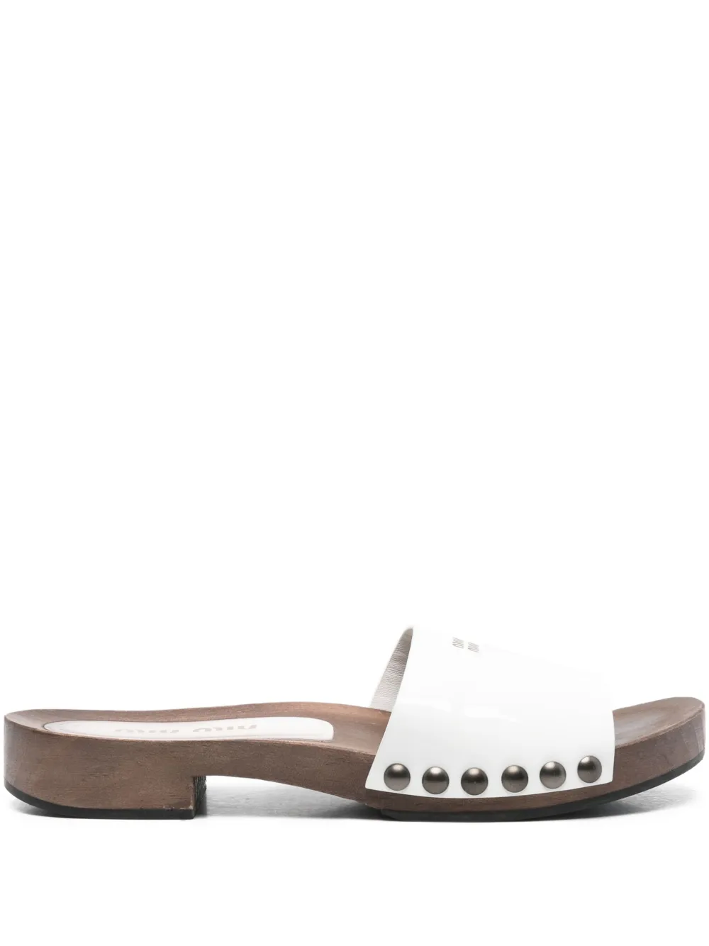 Miu Miu Pre-Owned patent-leather studded clogs | White | Image 1