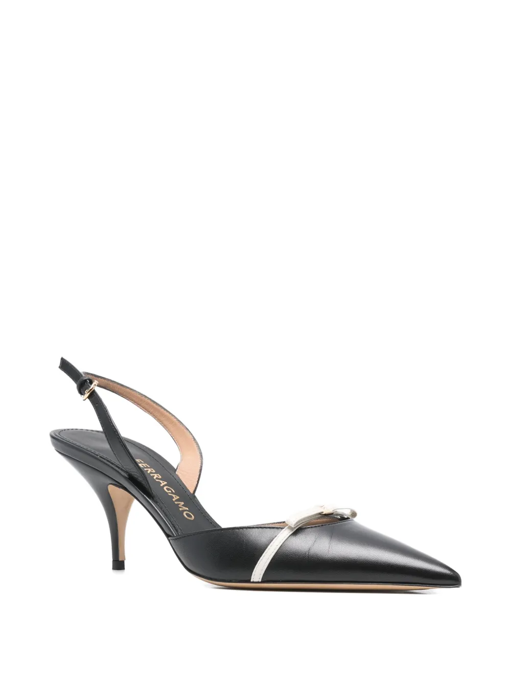 Ferragamo Pre-Owned 70mm leather slingback pumps - Zwart