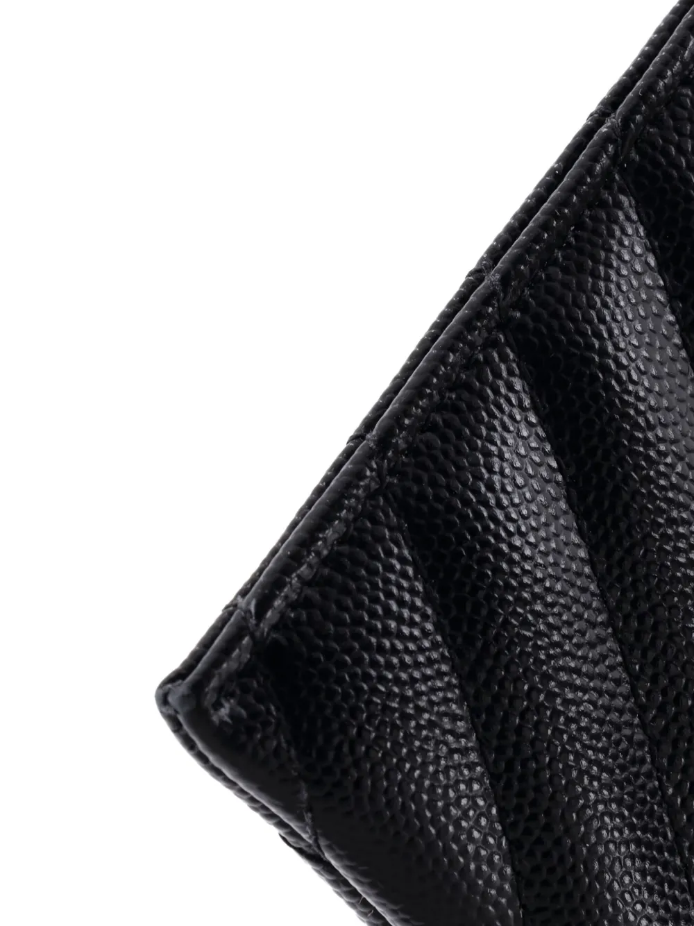 Pre-owned Saint Laurent Classic Monogram Zip Bill Matelasse Chevron Leather Medium Pouch In Black