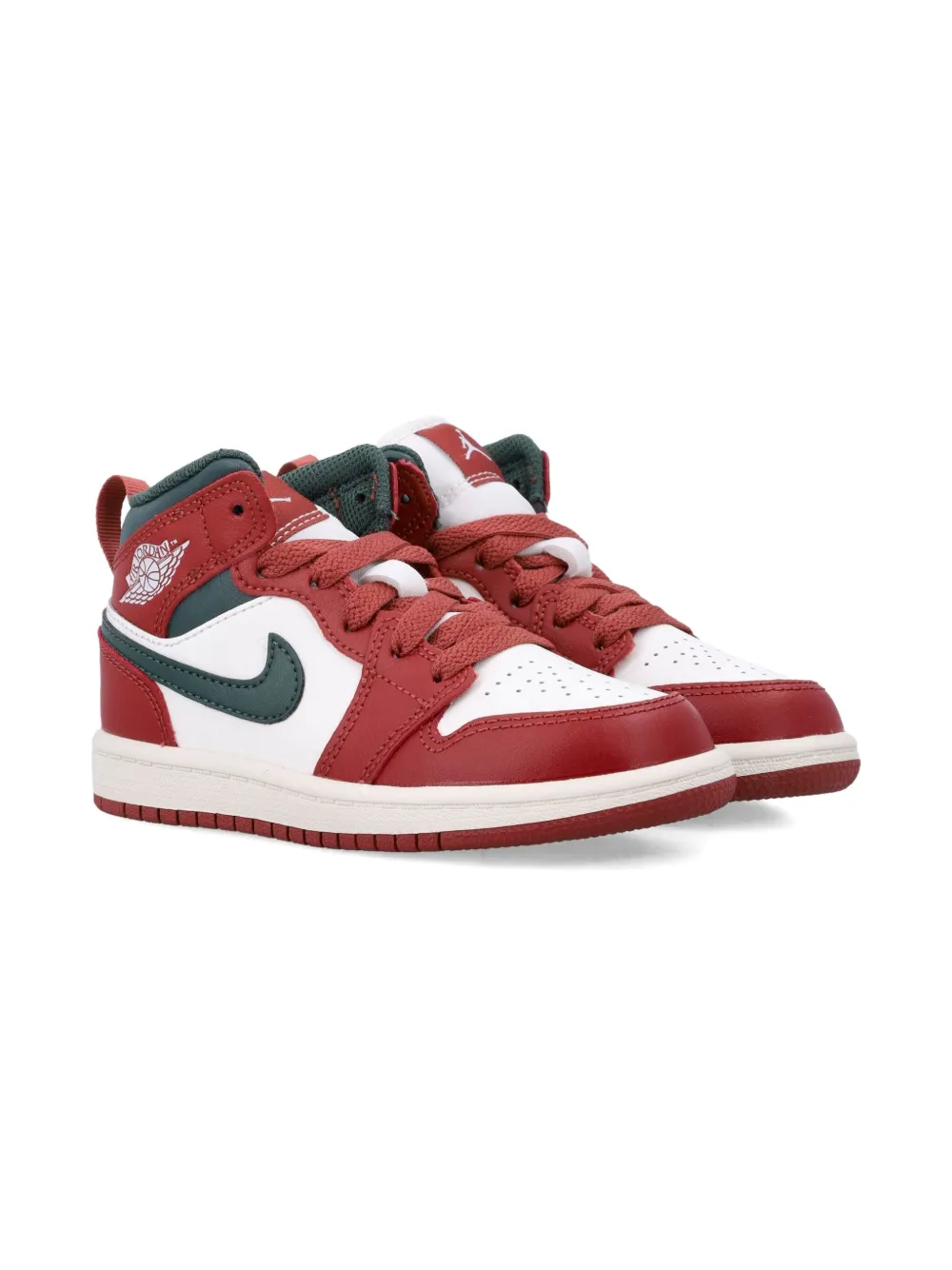 Nike Kids Jordan 1 Mid レザースニーカー - レッド Nike Kids Jordan 1 Mid レザースニーカー - レッド