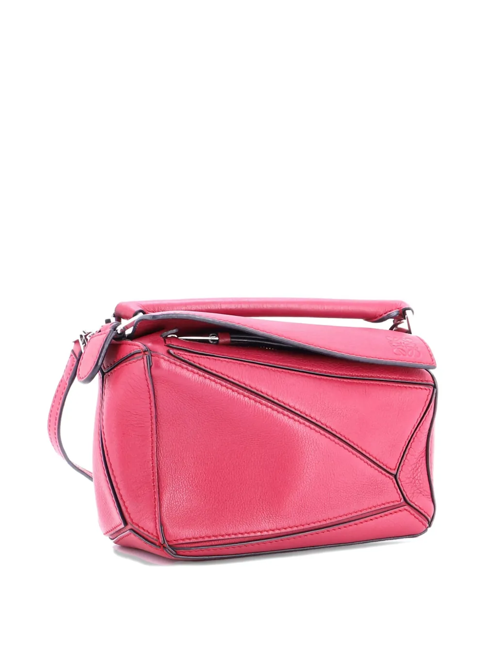 Pre-owned Loewe Puzzle Bag Leather Mini Crossbody Bag In Red