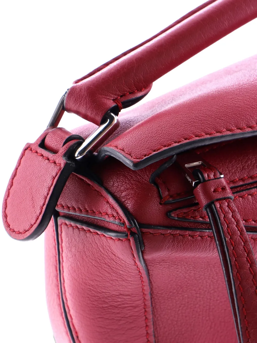 Pre-owned Loewe Puzzle Bag Leather Mini Crossbody Bag In Red