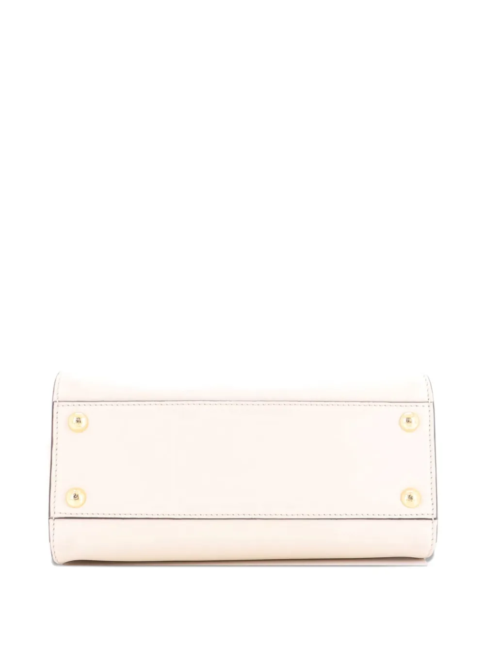 Pre-owned Fendi Peekaboo Bag Leather With Zucca Suede Interior Mini Satchel In Neutral