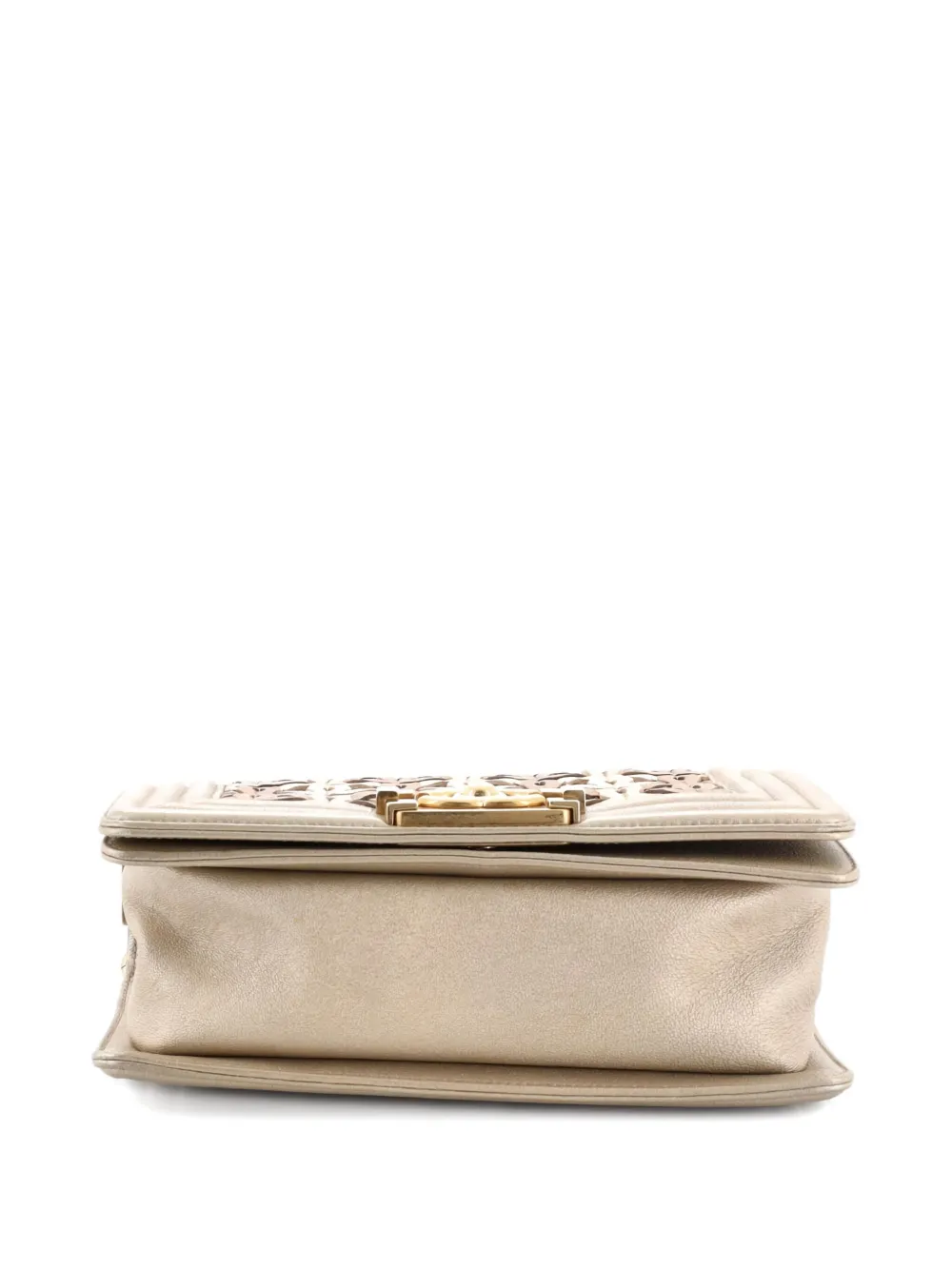 Pre-owned Chanel Boy Flap Bag Woven Leather Small Crossbody Bag In Neutral