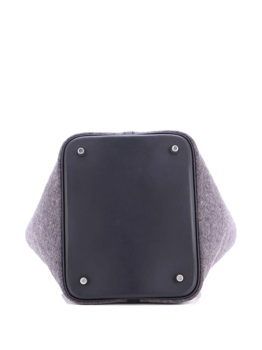 Pre-owned Hermes Picotin Lock Bag Felt With Leather Mm Bucket Bag In Gray