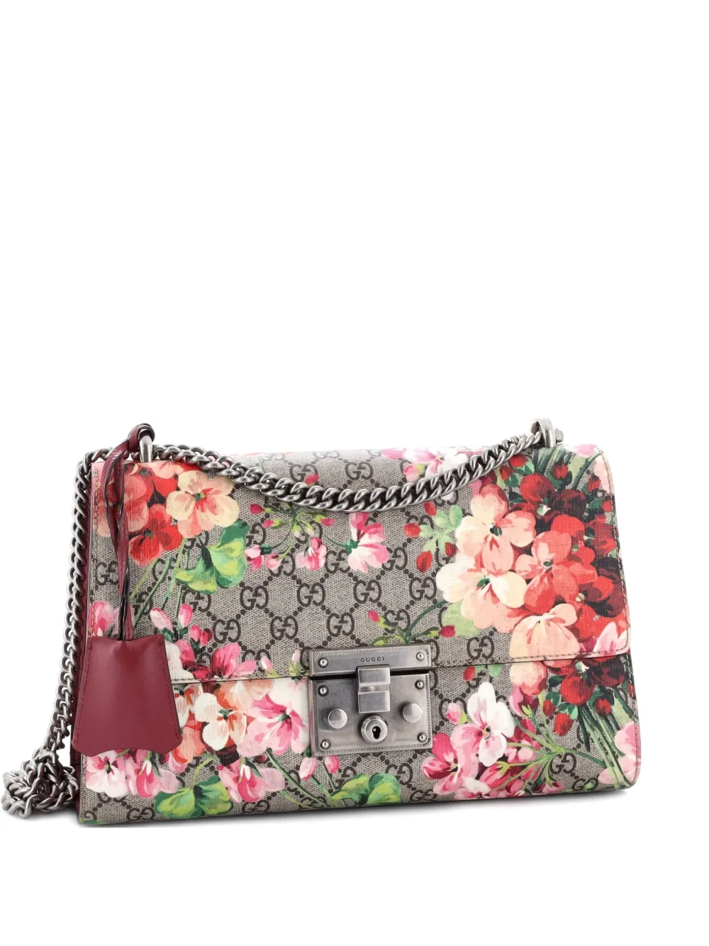 Gucci Pre-Owned Padlock Blooms Print GG Coated Canvas Medium shoulder