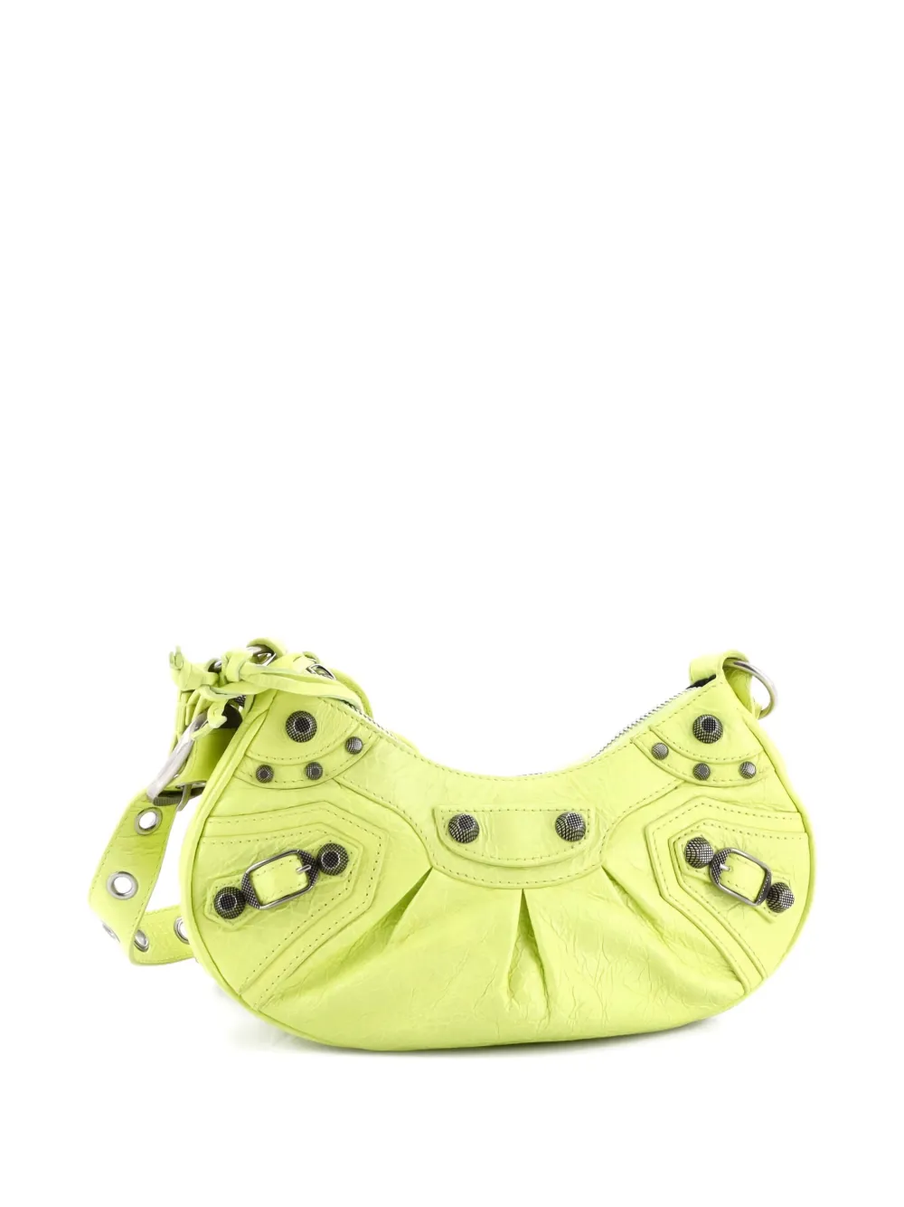 Pre-owned Balenciaga Le Cagole Giant Studs Shoulder Bag Leather Xs Hobo Bag In Yellow