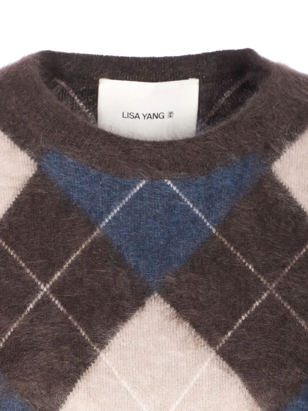 Lisa Yang Margy Argyle-pattern Crewneck Sweater In Brown