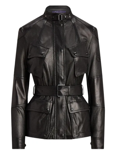 Ralph Lauren Collection chaqueta de piel con bolsillos con cinturón