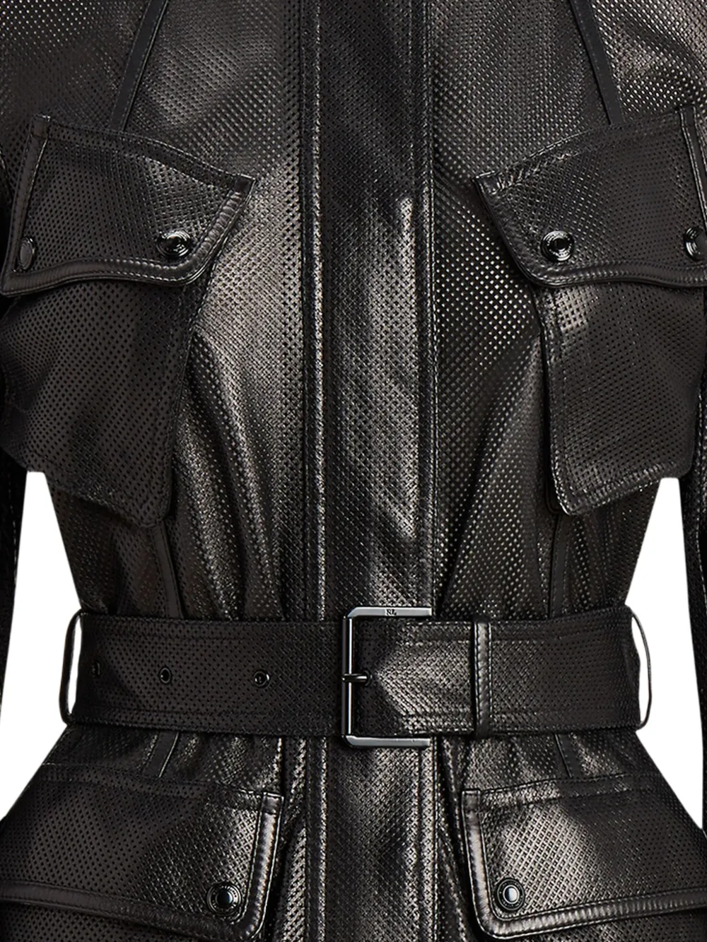 Ralph Lauren Collection Leren jack met ceintuur Zwart