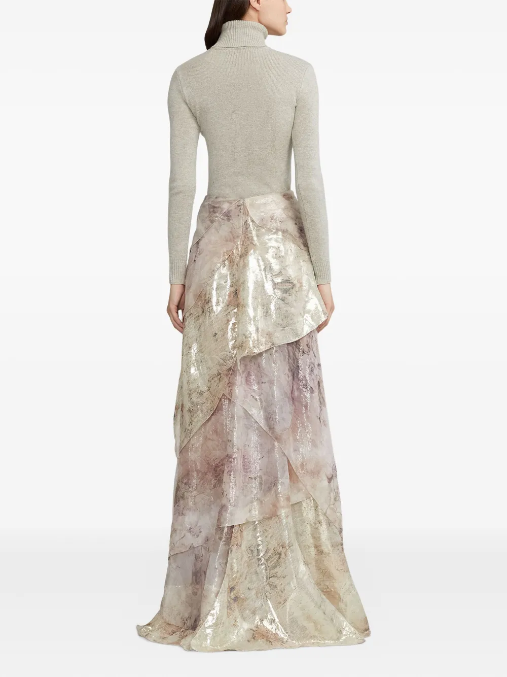 Ralph Lauren Collection Rok met ruches en bloemenprint Beige