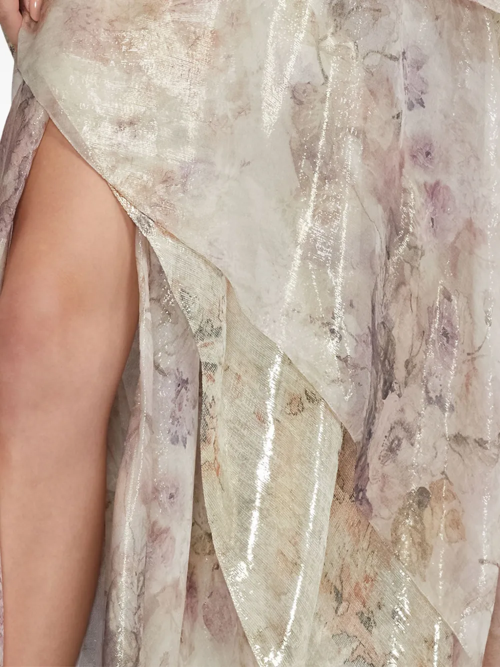 Ralph Lauren Collection Rok met ruches en bloemenprint Beige