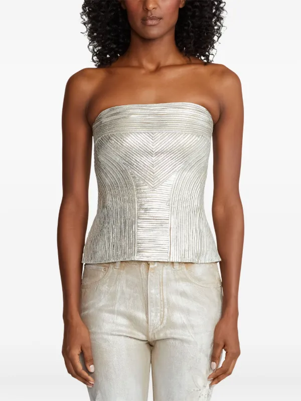 Ralph Lauren Collection Striped Strapless Top in Neutrals