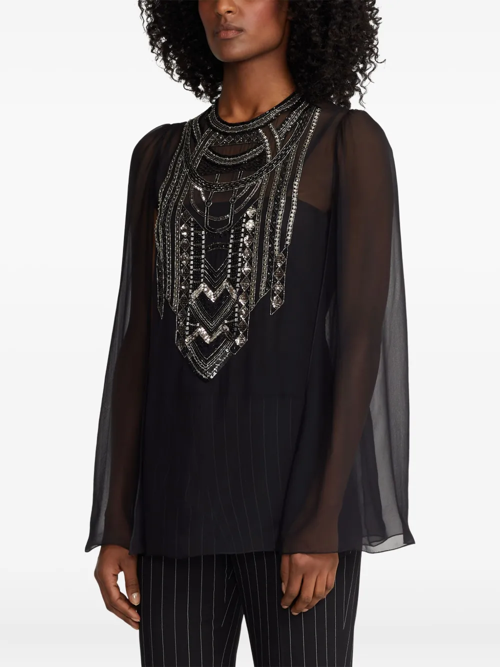 Ralph Lauren Embellished Cape Top In Black