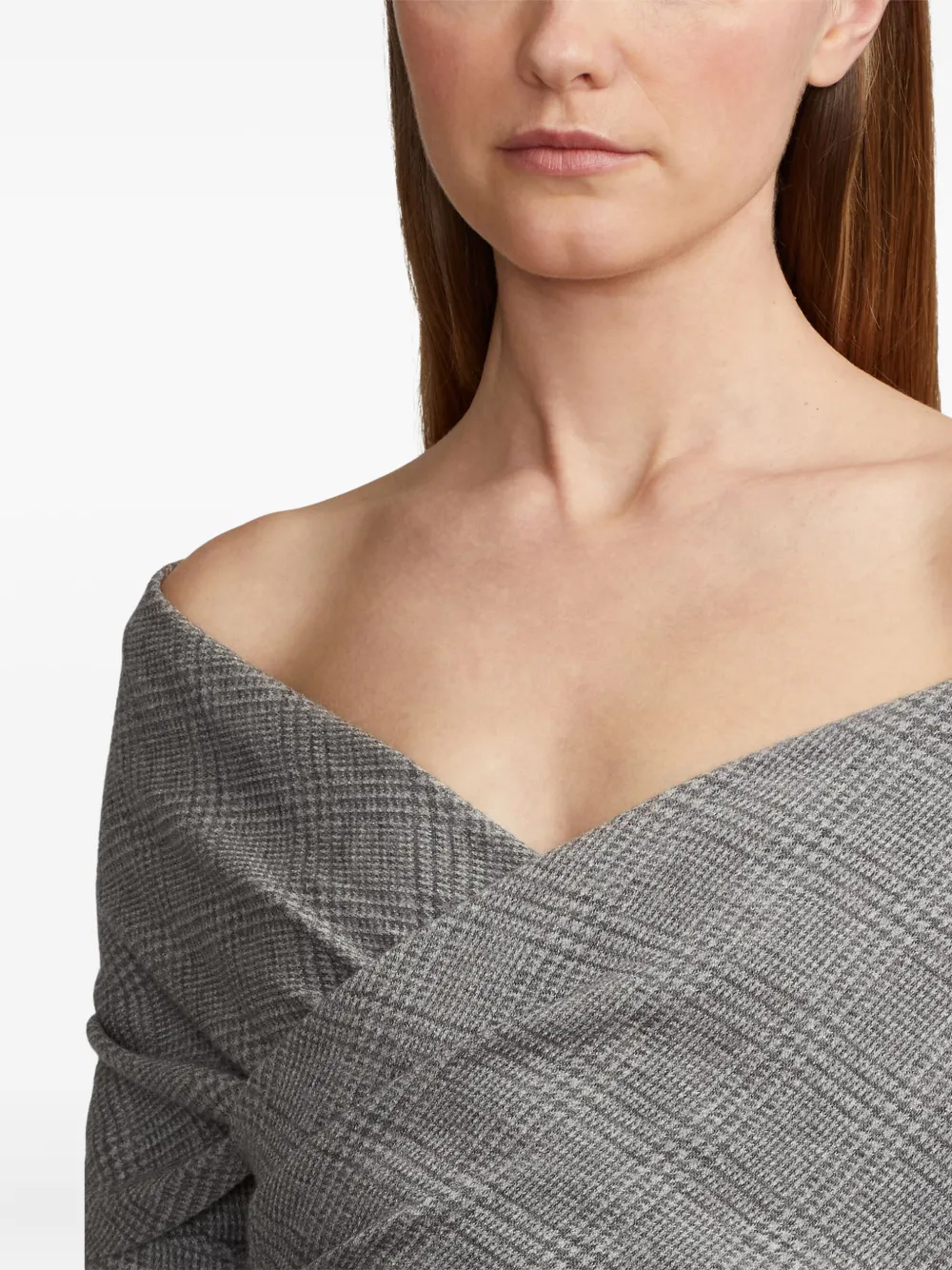 Ralph Lauren Collection Off-shoulder top met lange mouwen Grijs
