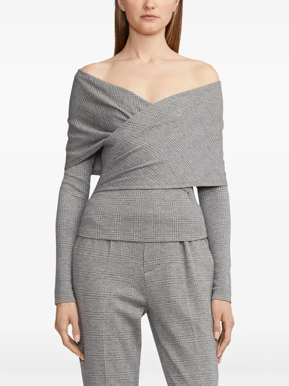 Ralph Lauren Collection Off-shoulder top met lange mouwen Grijs